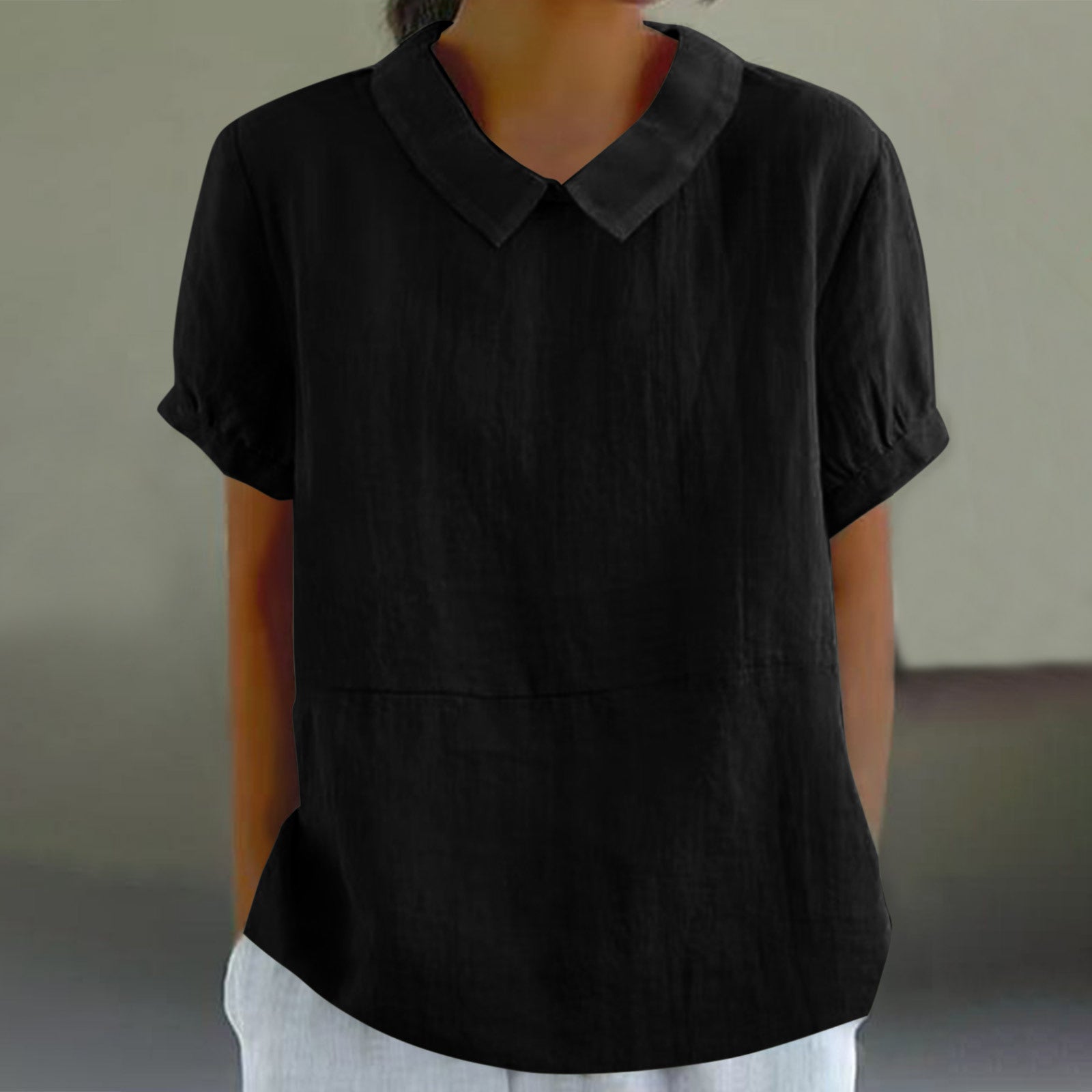 Relaxed Fit Collared Short Sleeve Cotton Shirt