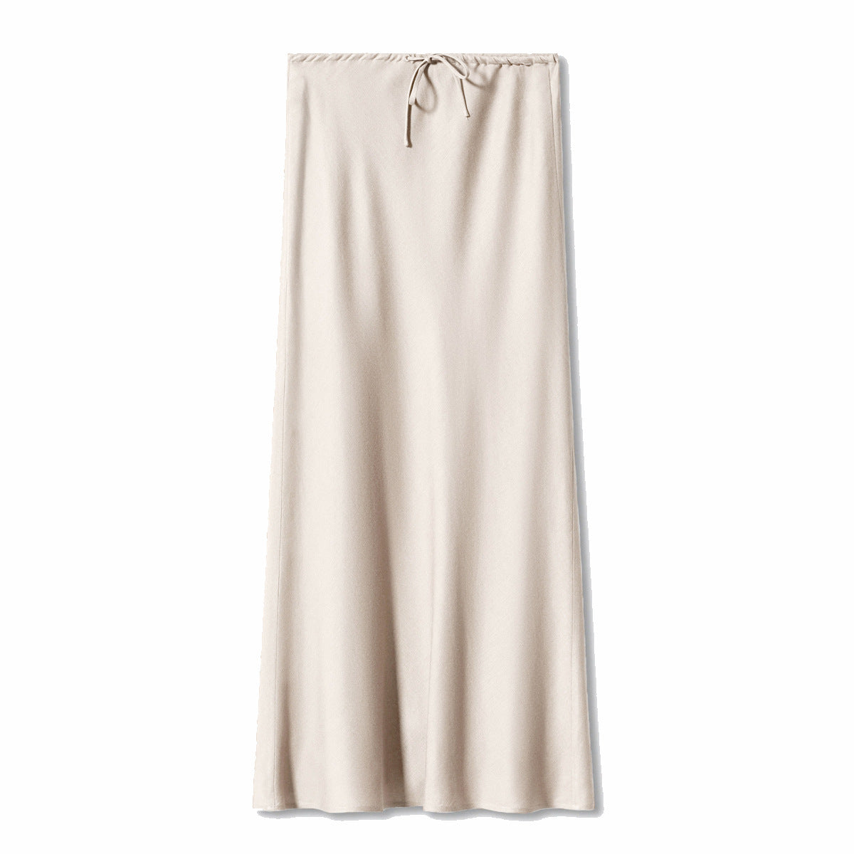 High-Waist Satin Drawstring Midi Skirt