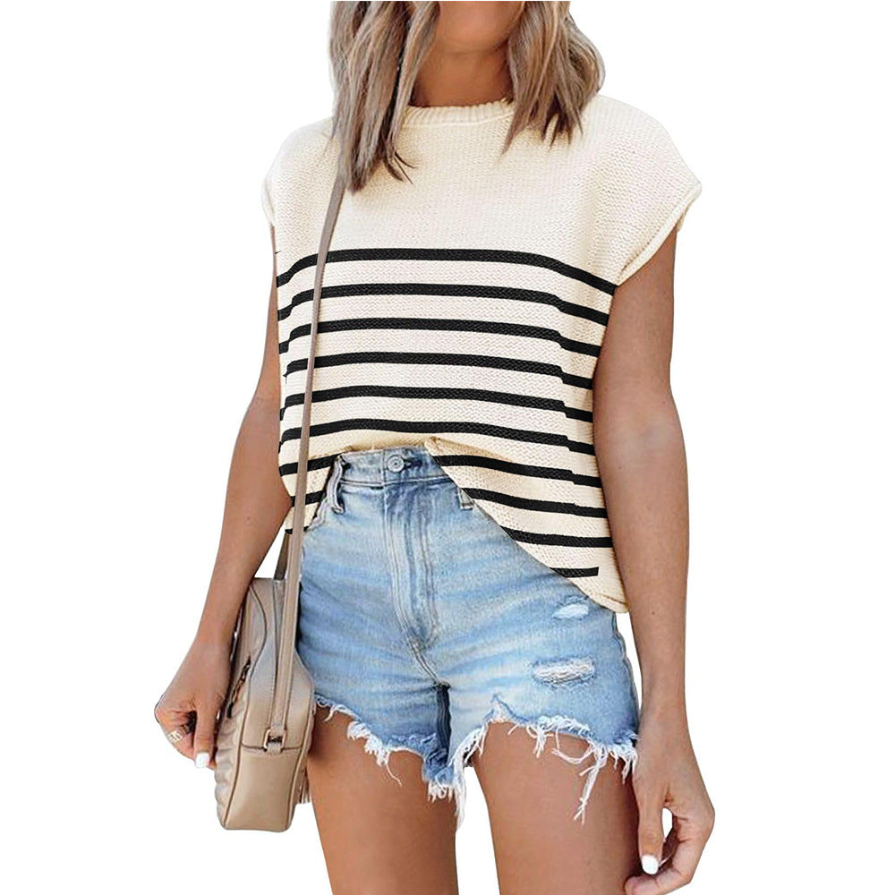 Striped Knit Top - Casual & Comfortable Summer Top