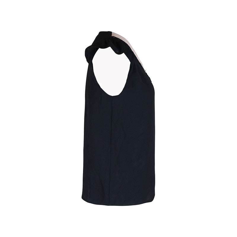Color Block V Neck Short Sleeve Top