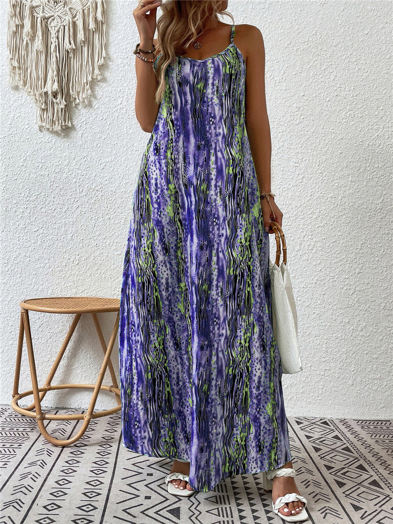 Trendy Printed Spaghetti Strap Dress
