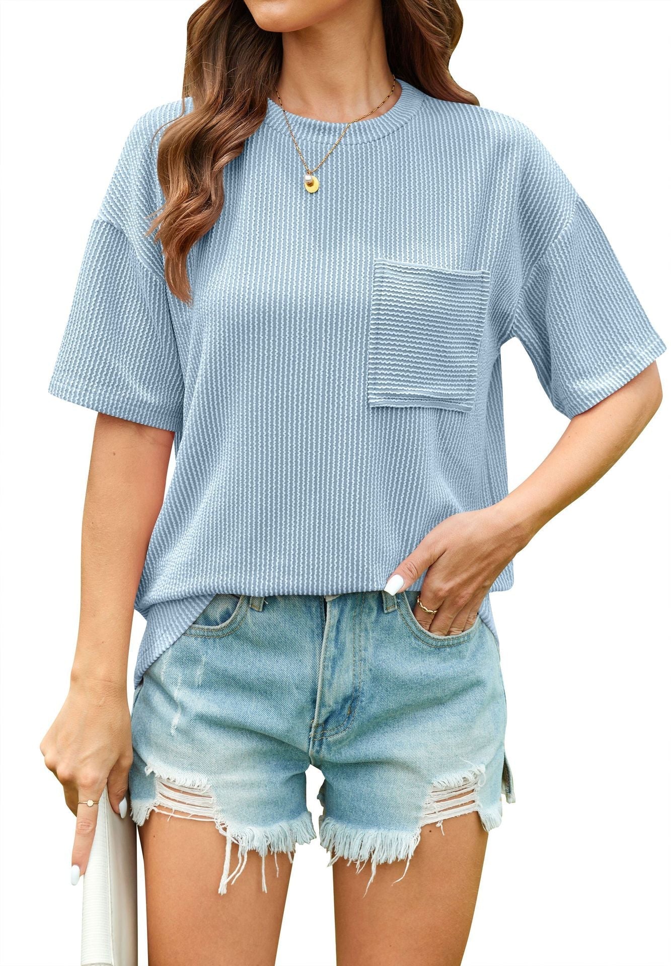 Striped Pocket Short Sleeve T-Shirt