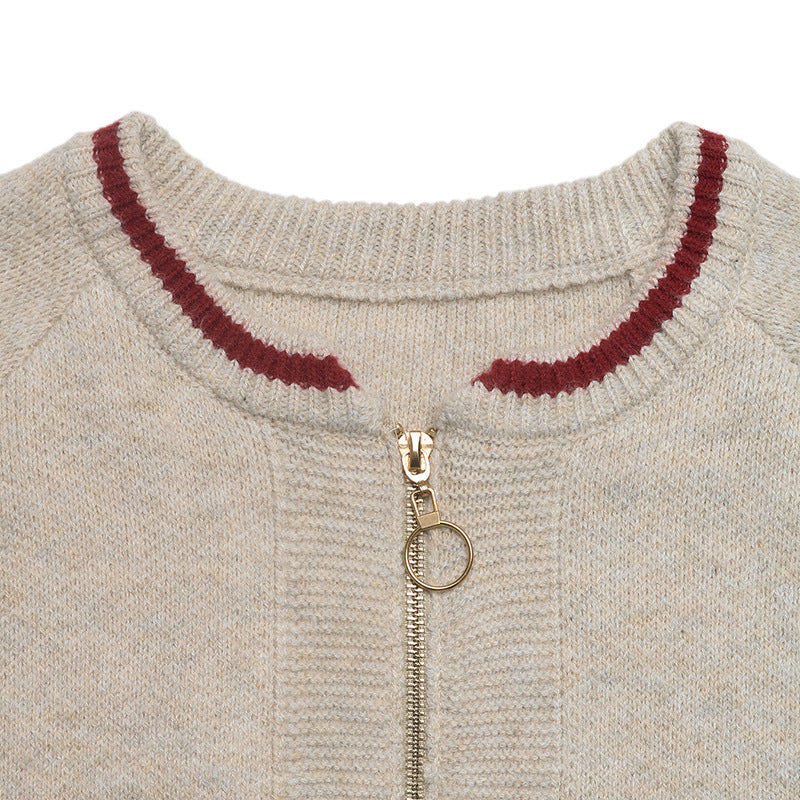 Women Color Block Zip Fleece Cardigan Sweater Jacket