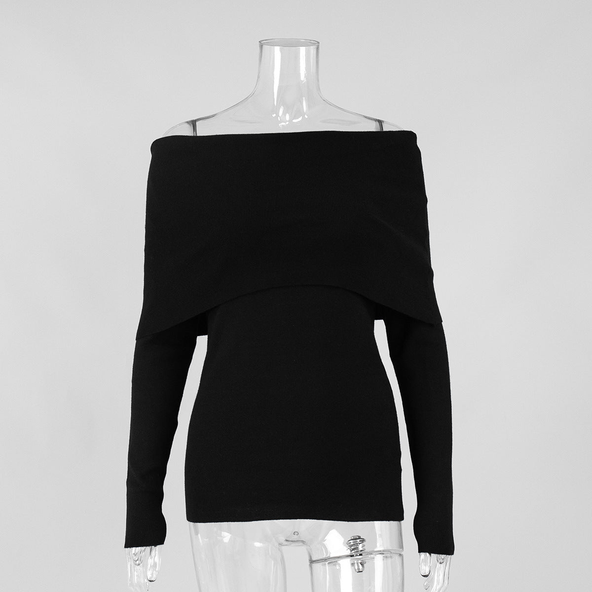 Off Shoulder Knit Sweater Sexy Slim Fit Top Women
