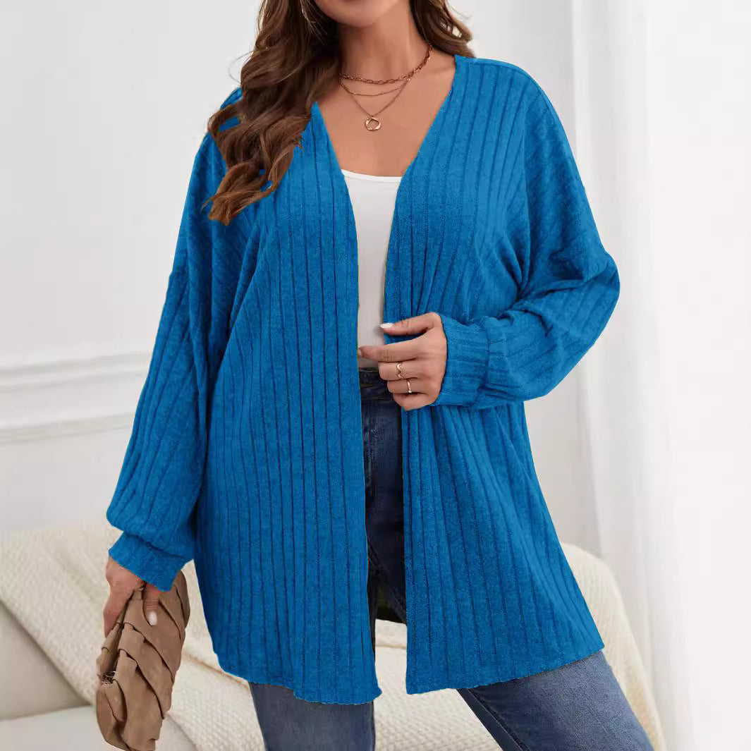 Ribbed Open Front Cardigan