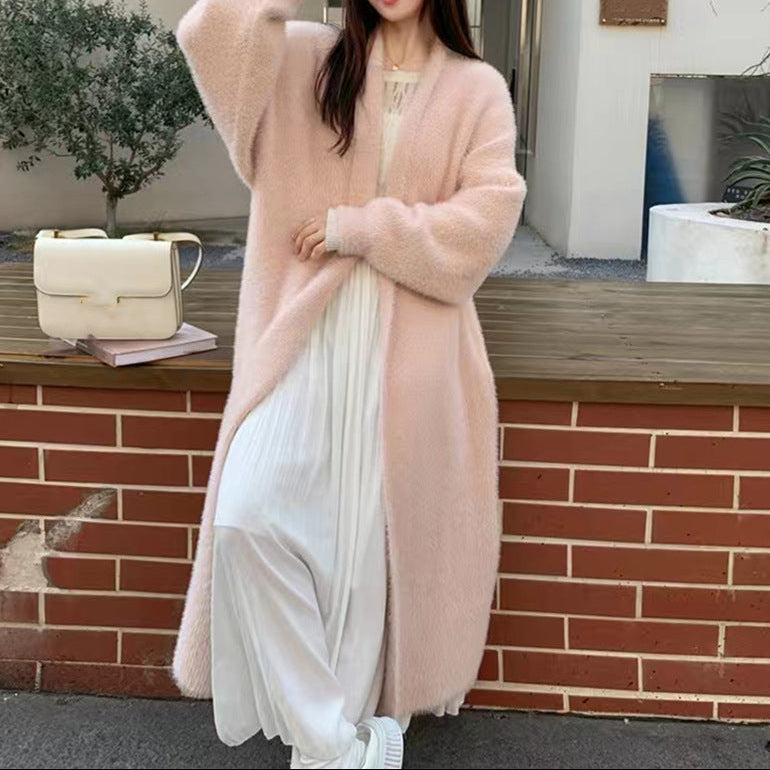 Long Fuzzy Knit Cardigan Sweater