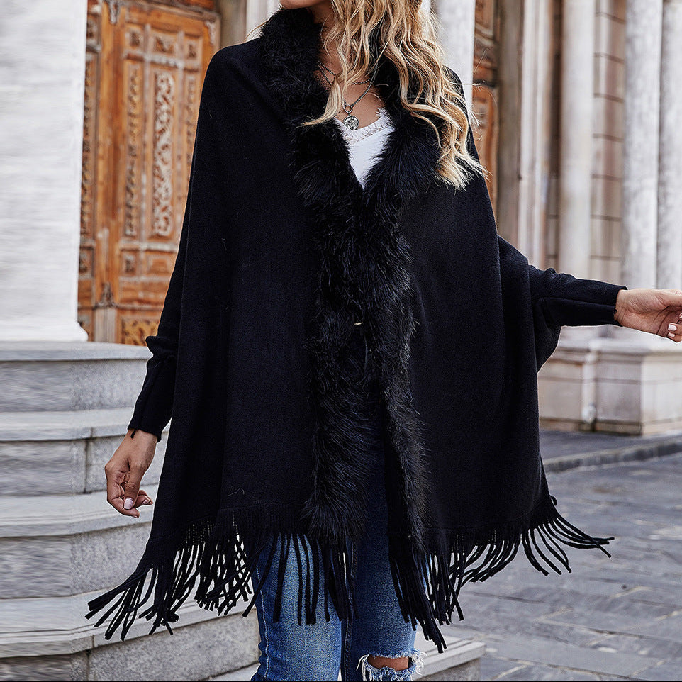 Faux Fur Collar Knit Cardigan