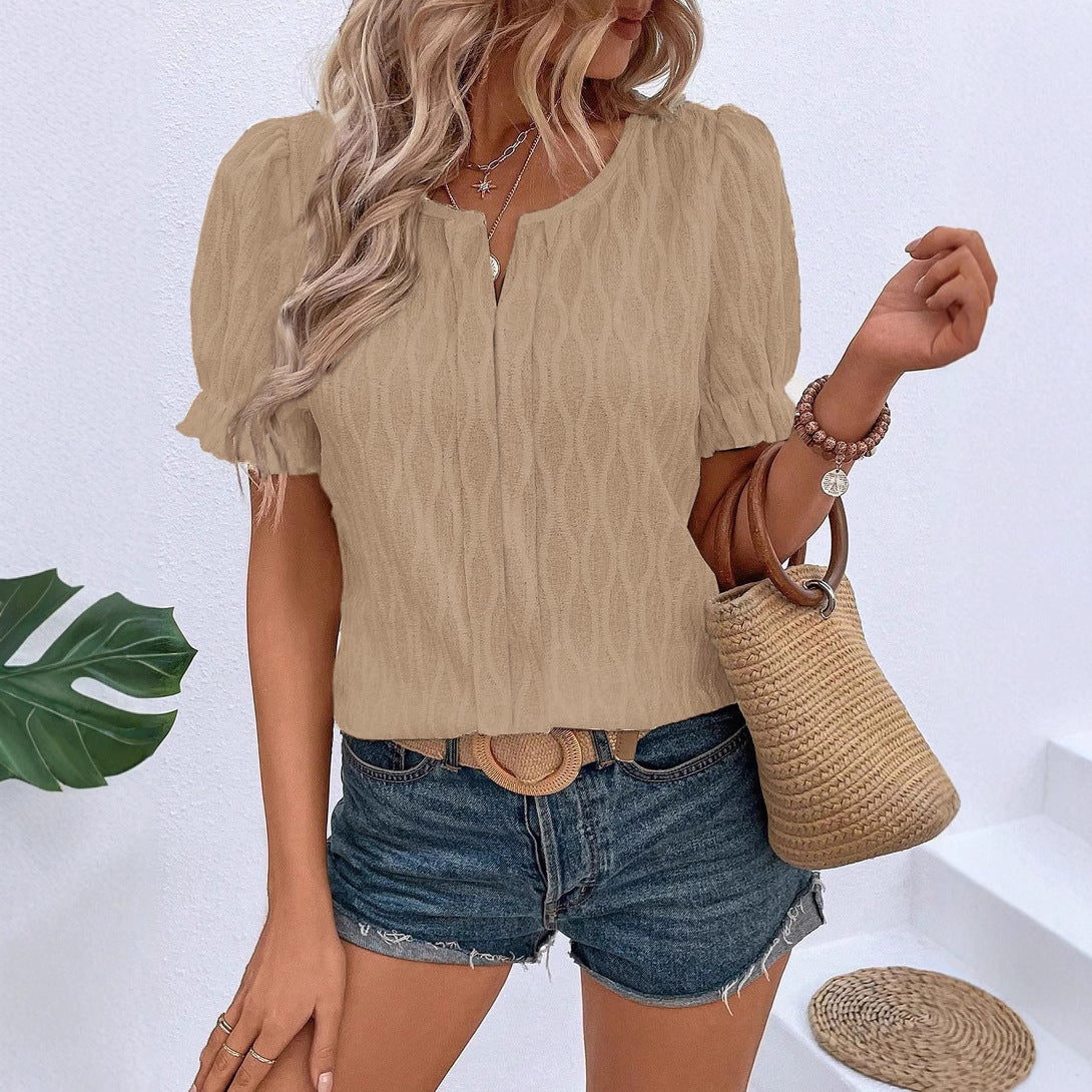 Puff Sleeve Textured Blouse
