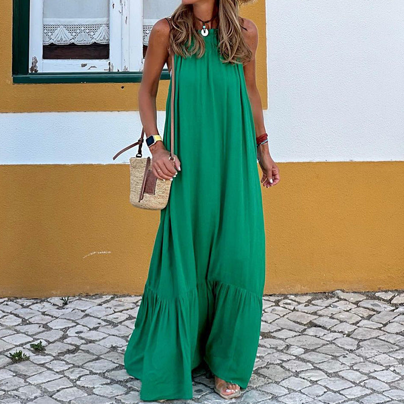 Sleeveless Halter Neck Beach Maxi Dress