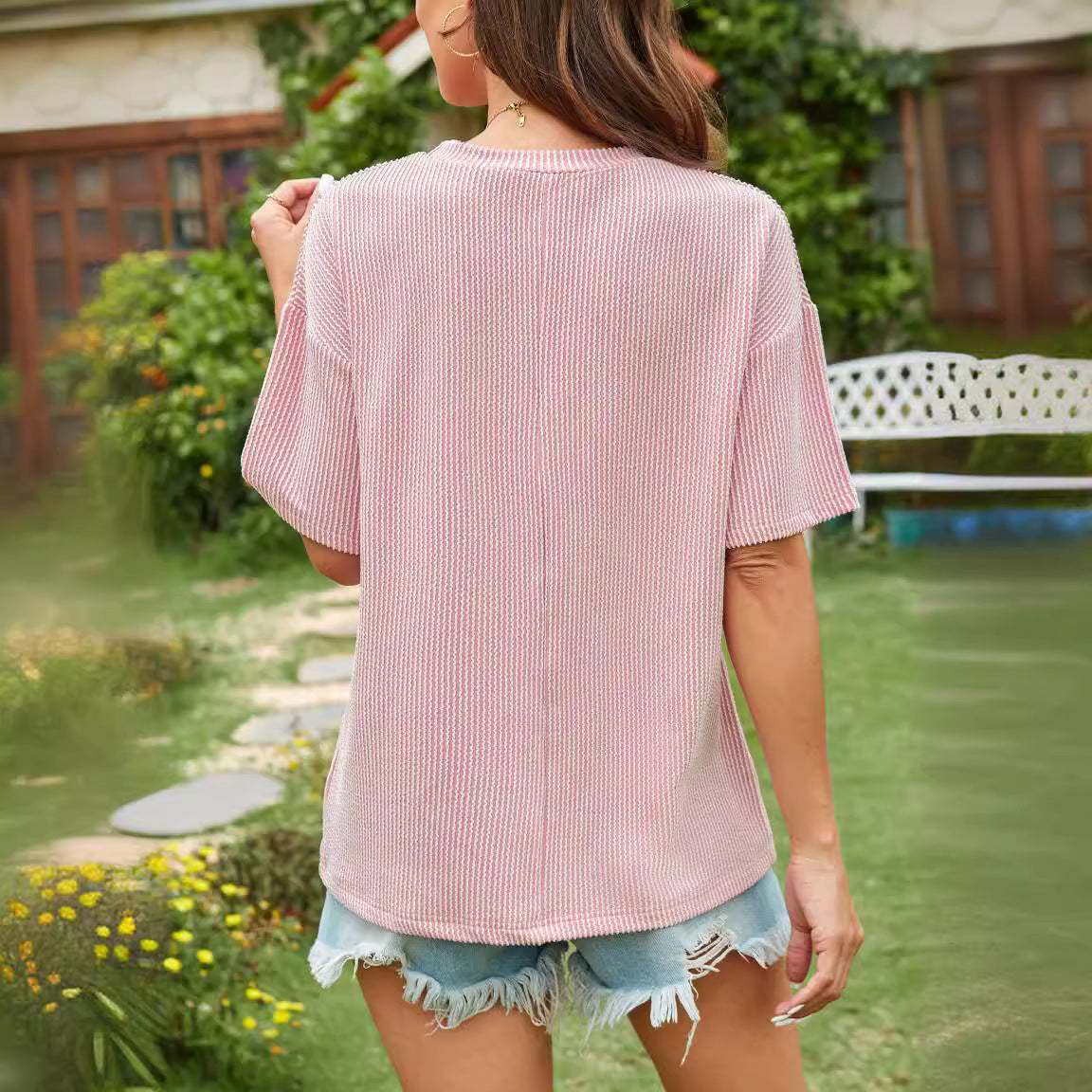 Striped Pocket Short Sleeve T-Shirt