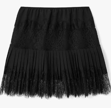 High Waist Lace Asymmetrical Midi Skirt