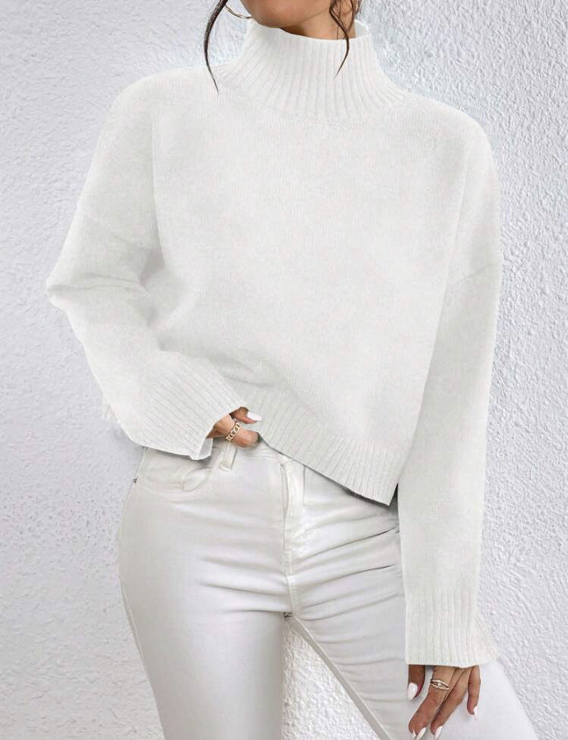 Relaxed Fit Half Turtleneck Pullover Sweater