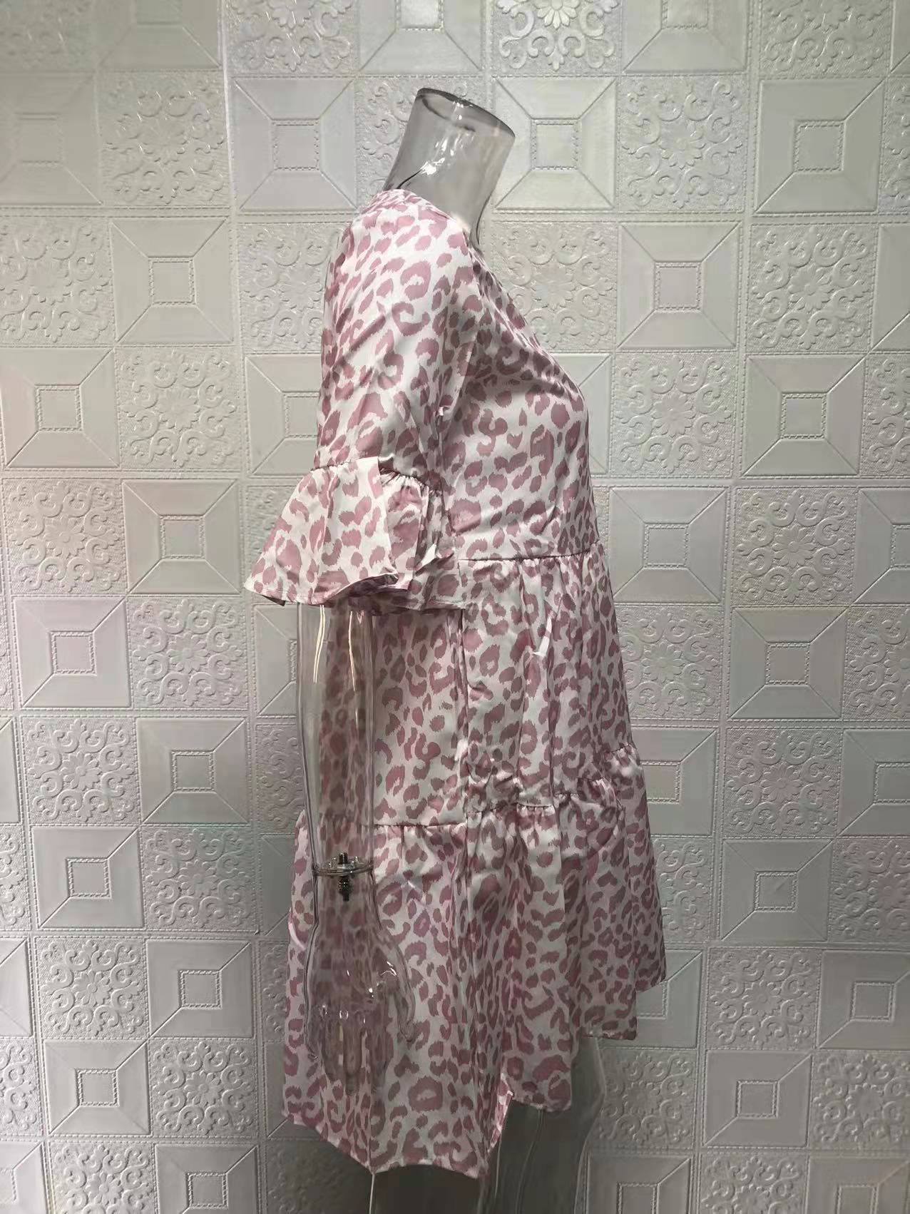 V Neck Floral Print Flared Midi Dress