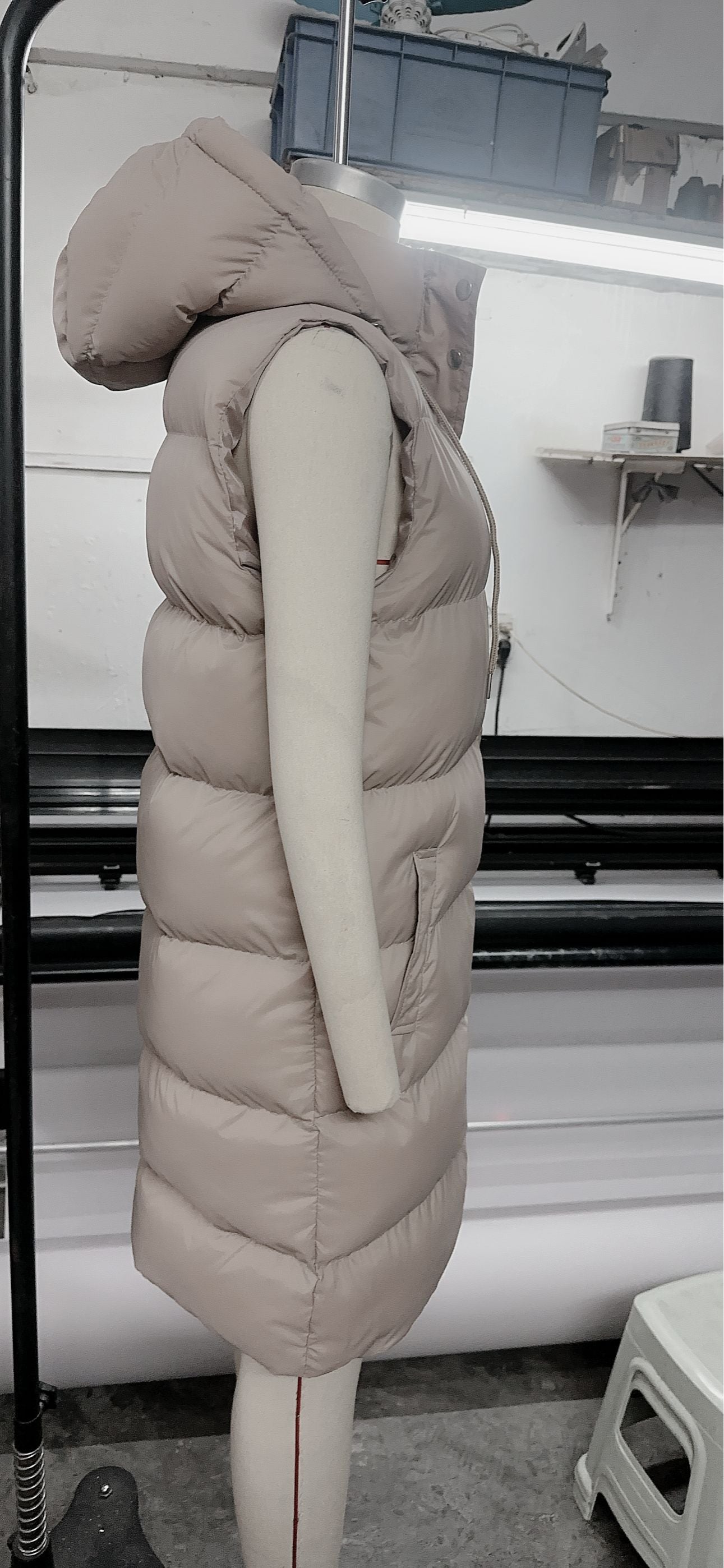 Solid Hooded Longline Zip Vest