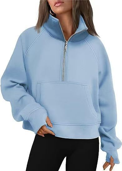 Raglan Sleeve Half Zip Fleece Pullover