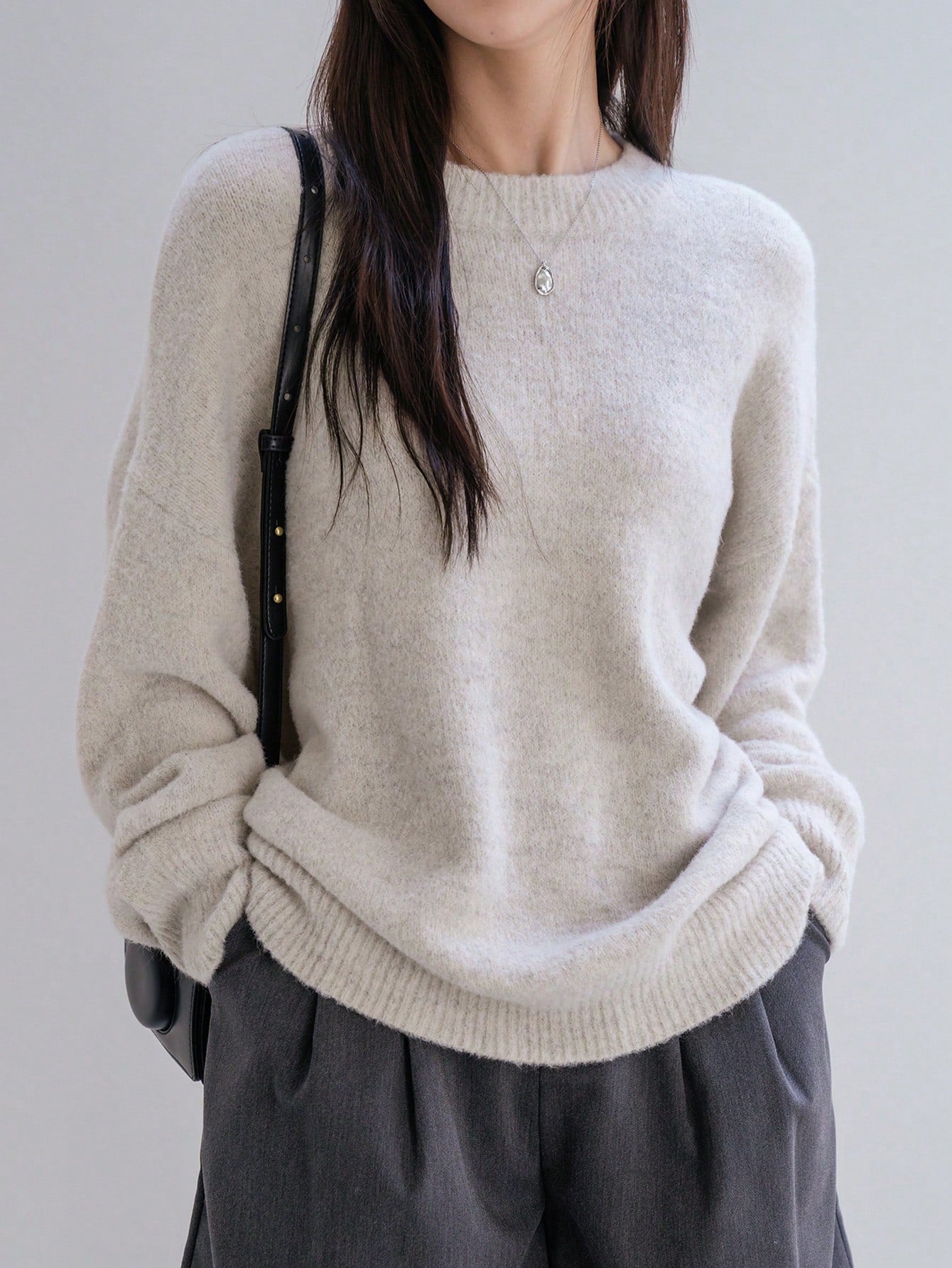 Relaxed Fit Crewneck Knit Sweater