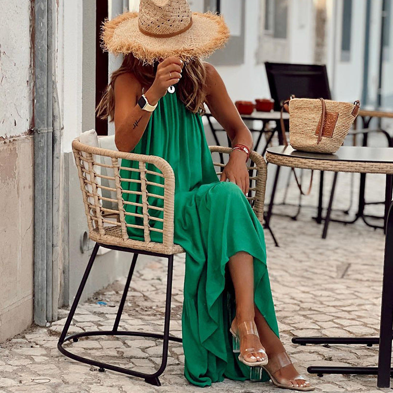 Sleeveless Halter Neck Beach Maxi Dress