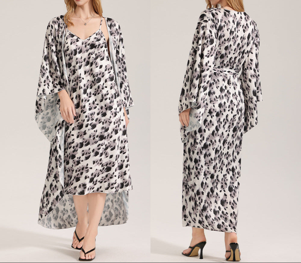 Satin Chiffon Cami Robe Pajama Set Women