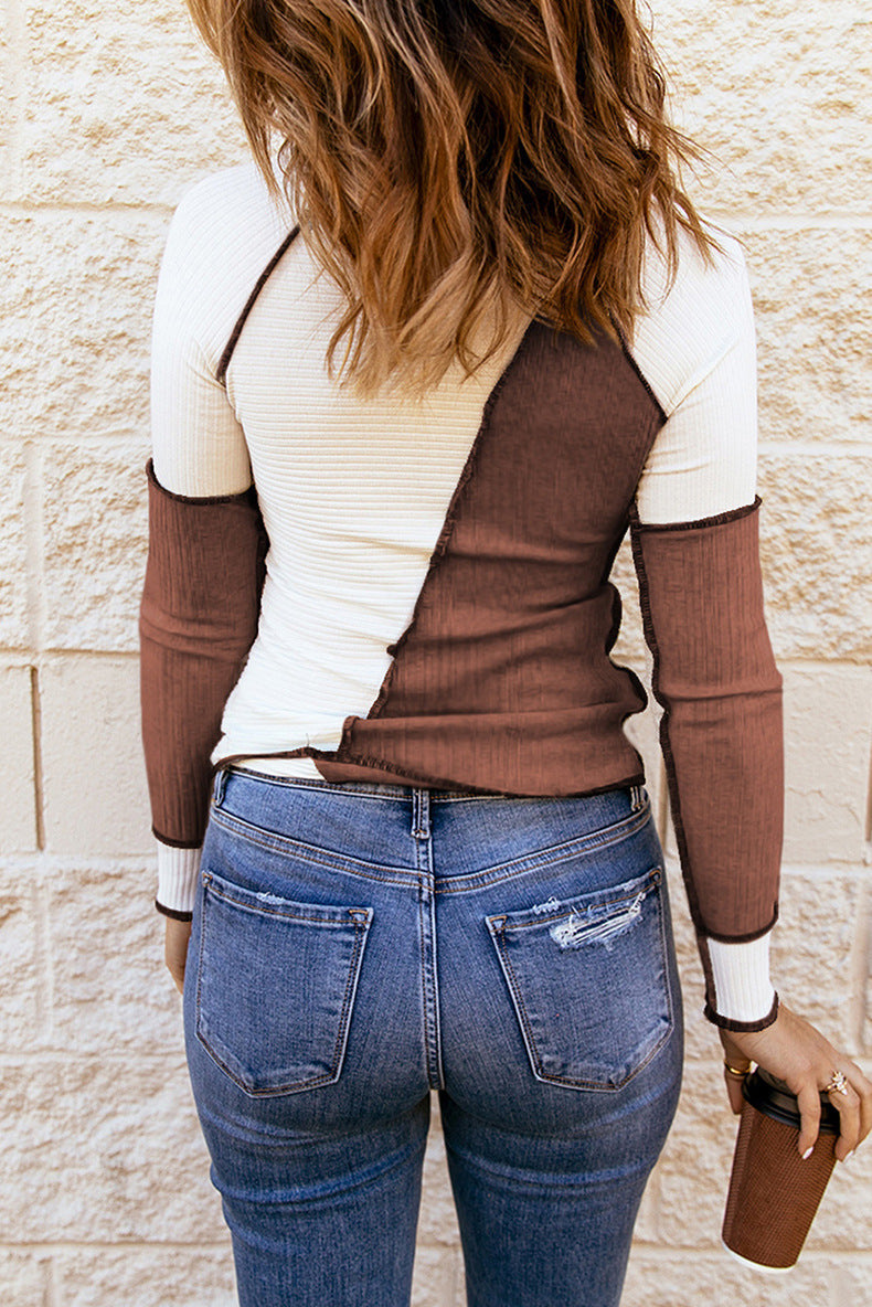 Women's Contrast Color Knit Top