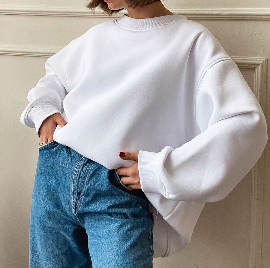 Relaxed Fit Fleece Pullover Sweatshirt