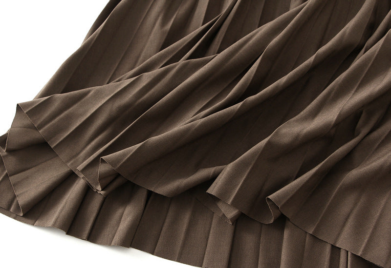 Elastic High-Waist Pleated Skirt