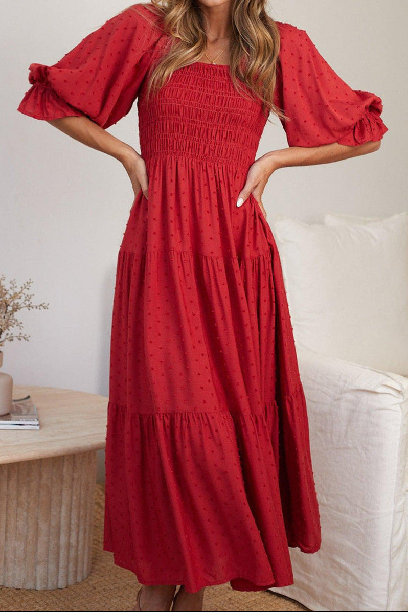 Off-Shoulder Ruffle Backless Maxi Dress