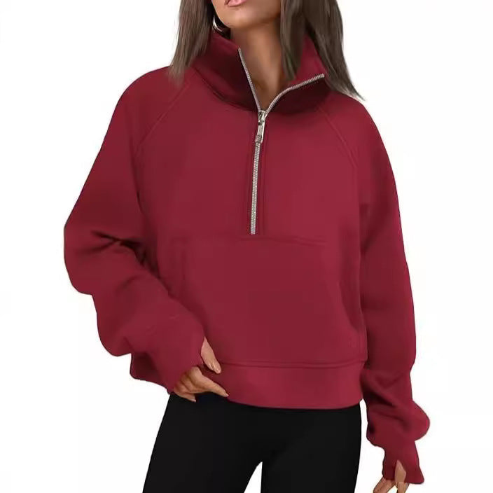 Raglan Sleeve Half Zip Fleece Pullover