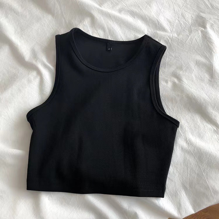 Cropped Stretch Sleeveless Fitted Top