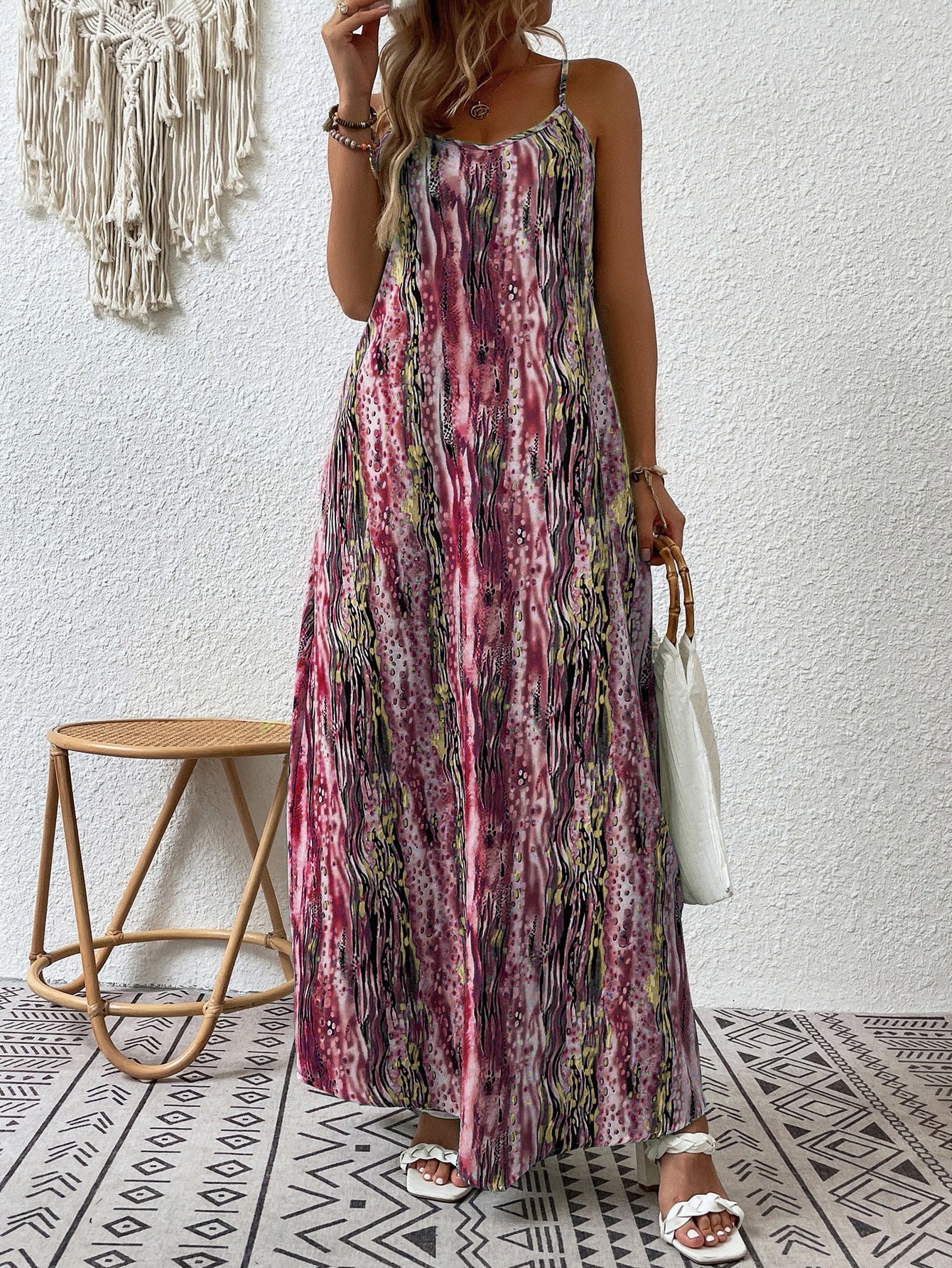 Trendy Printed Spaghetti Strap Dress