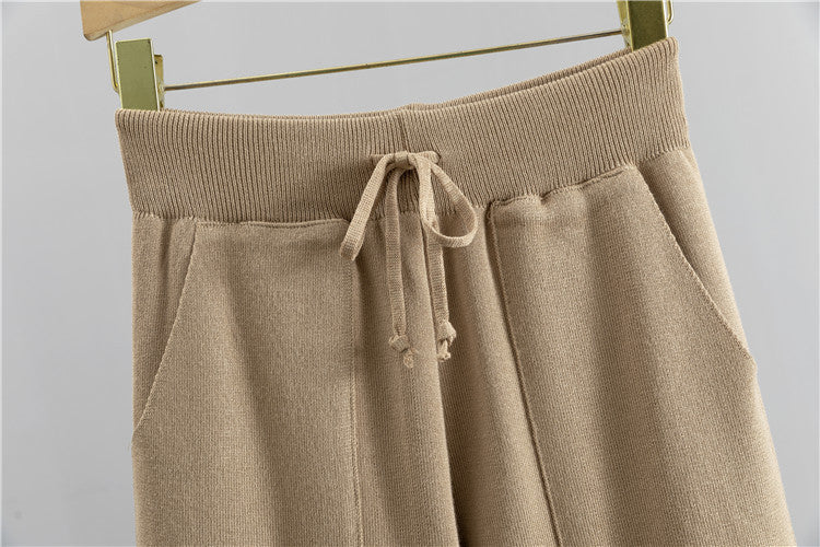 Off-Shoulder Knit Top and Jogger Set