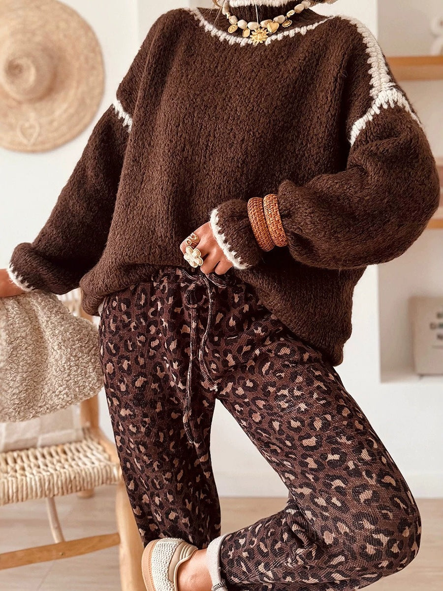 Women's Brown Textured Knit Sweater