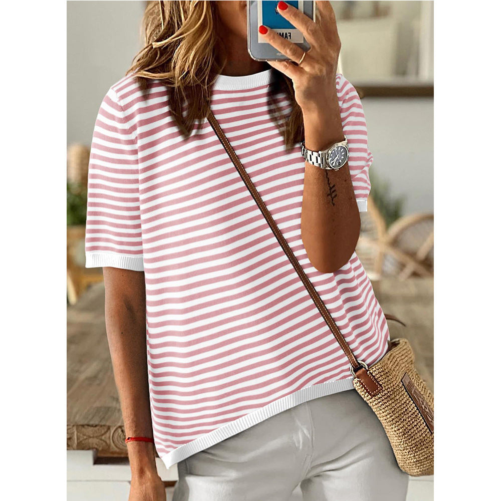 Striped Short Sleeve Casual Top