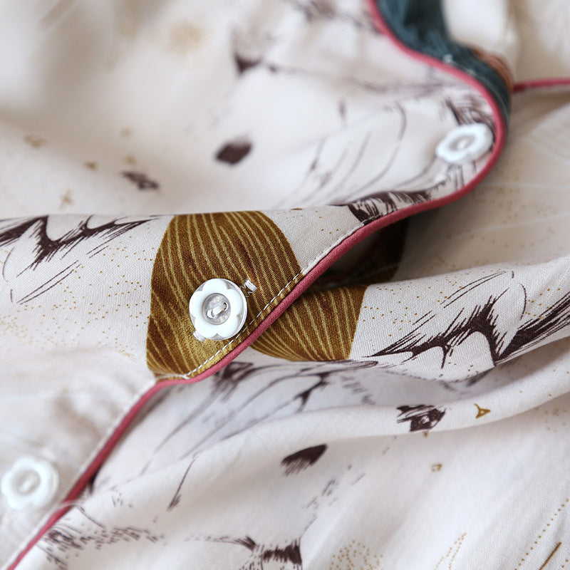 Cotton Long Sleeve Button Pajama Set