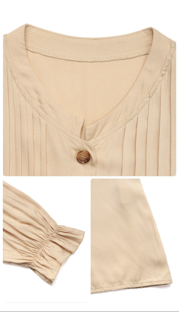 Vintage Button Front Waist Dress Women Summer Vacation