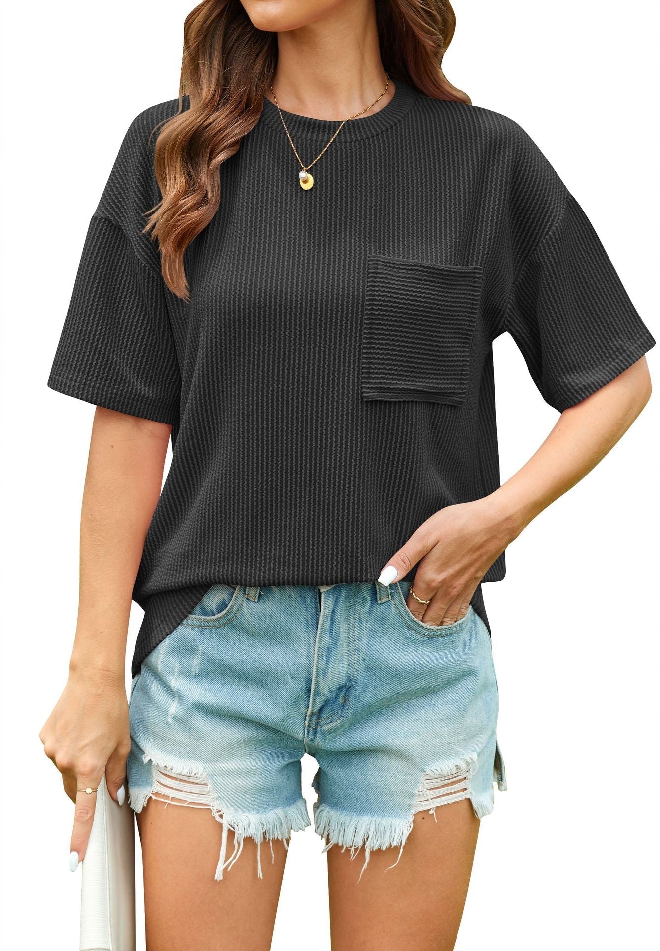 Striped Pocket Short Sleeve T-Shirt