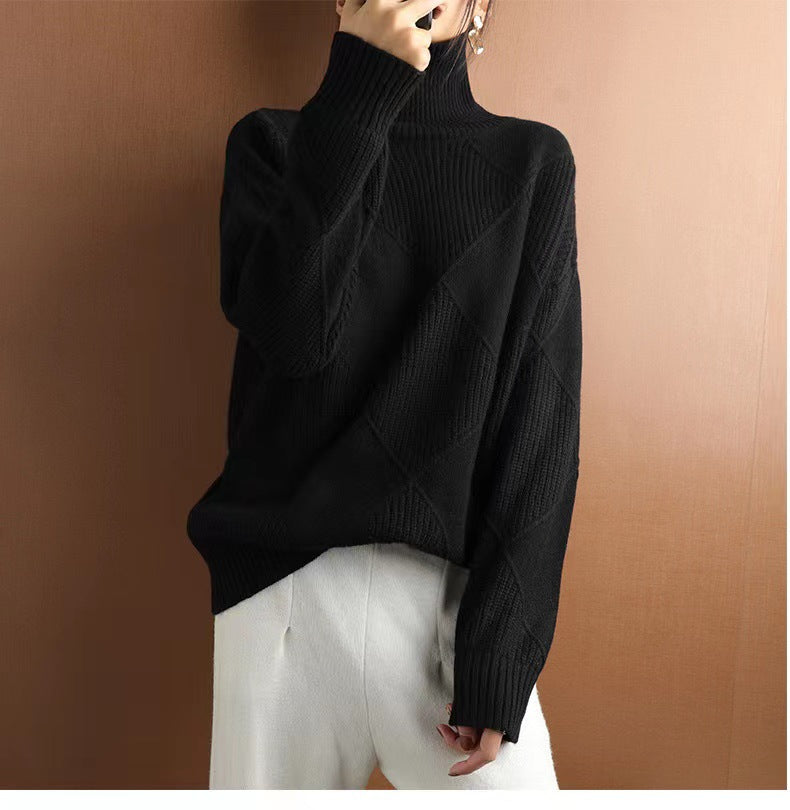 Diamond Pattern Knit Pullover Sweater