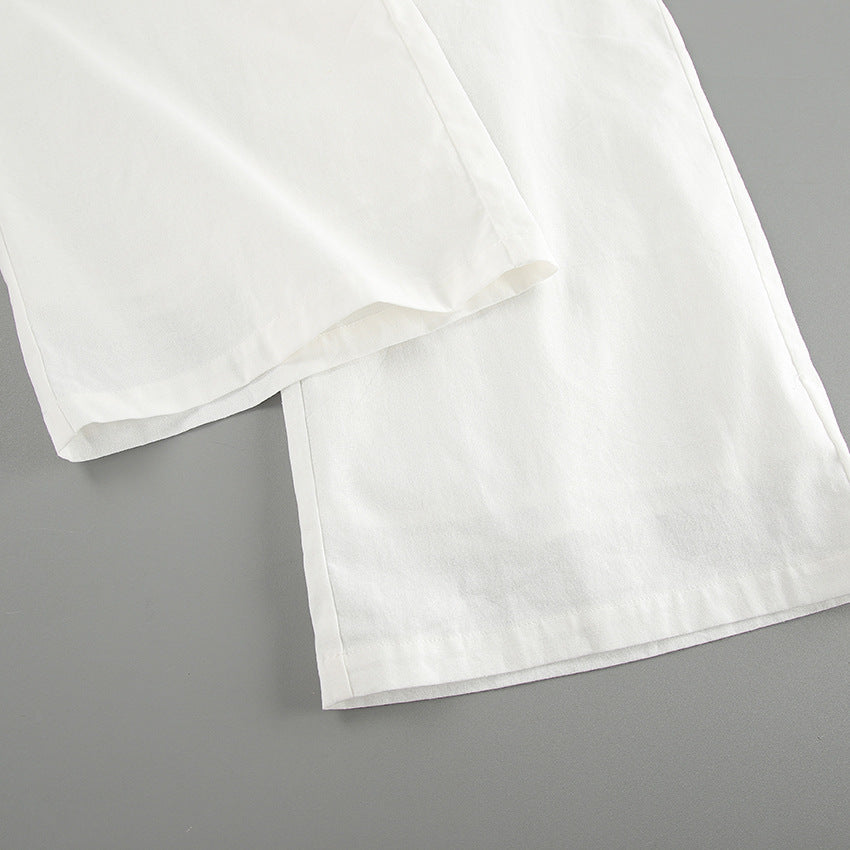 Linen Vest and Wide Leg Pants Two Piece Set