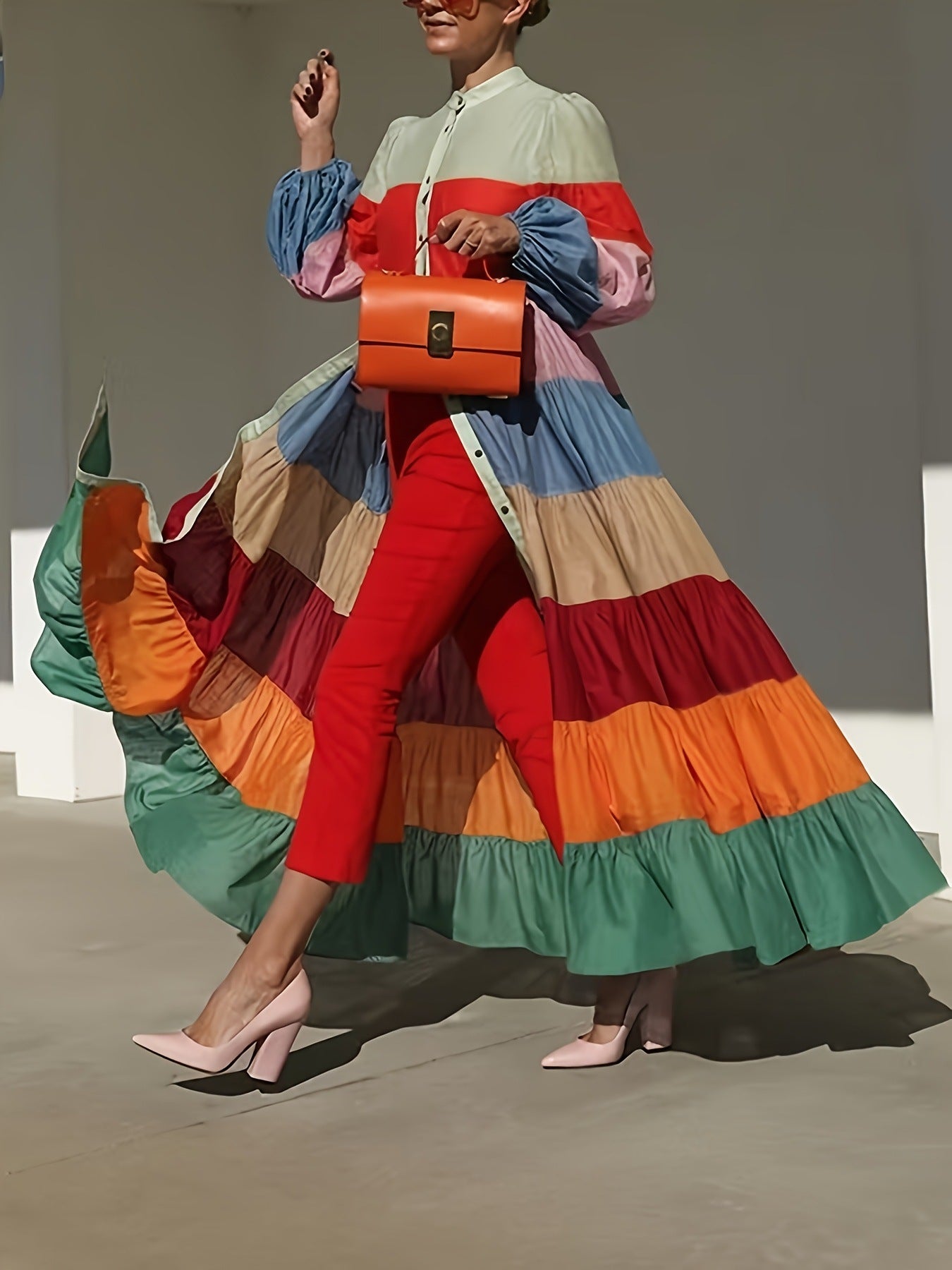 Spaghetti Strap Colorblock Ruched Dress