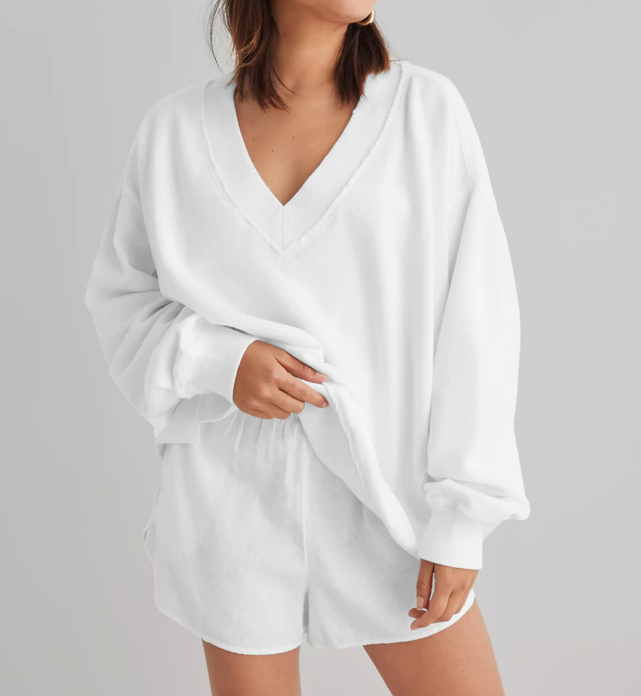 Women’s Loose Fit Hooded Knit Sweatshirt