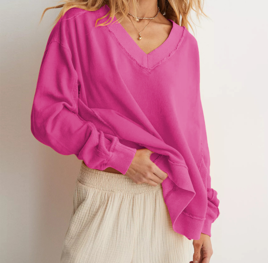Women’s Loose Fit Hooded Knit Sweatshirt