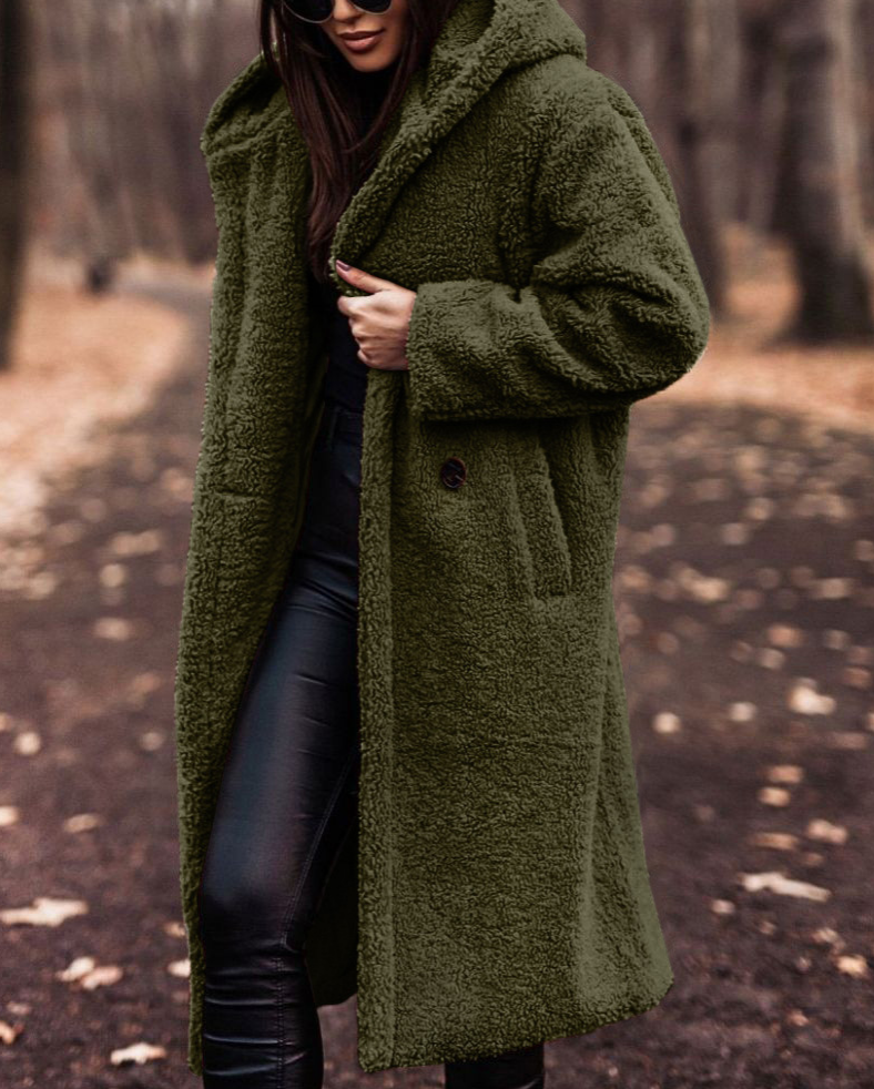 Longline Solid Alpaca Wool Coat