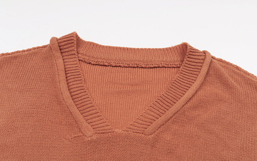 Solid Color Lantern Sleeve Knit Sweater