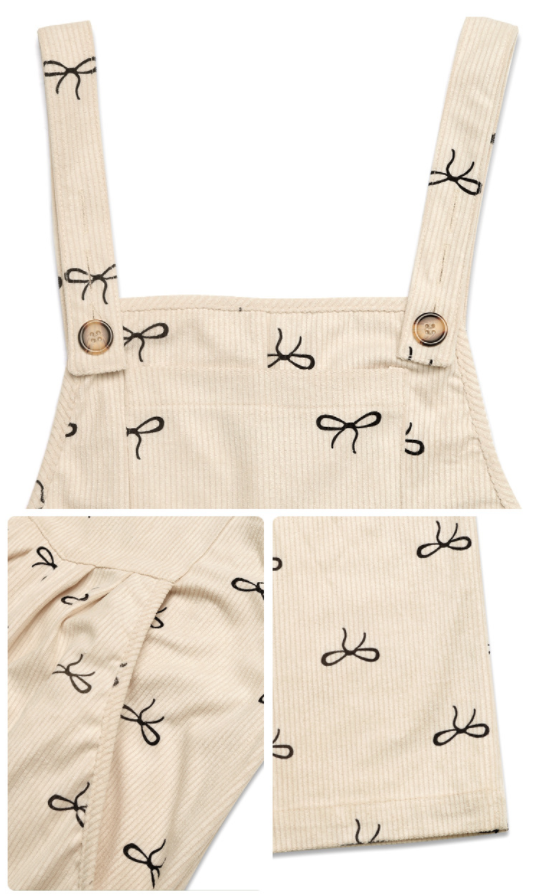 Bow Detail Corduroy Spaghetti Strap Jumpsuit