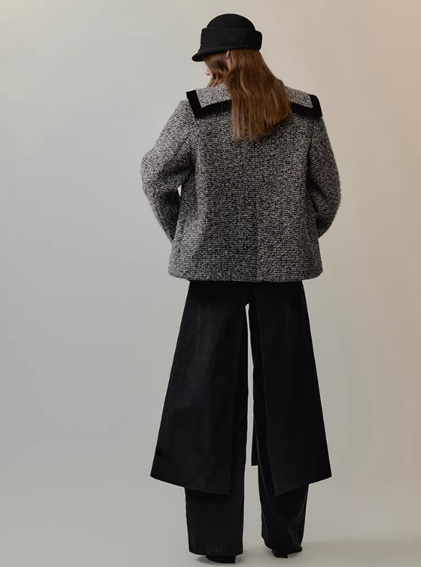 Contrast Collar Merino Wool Coat