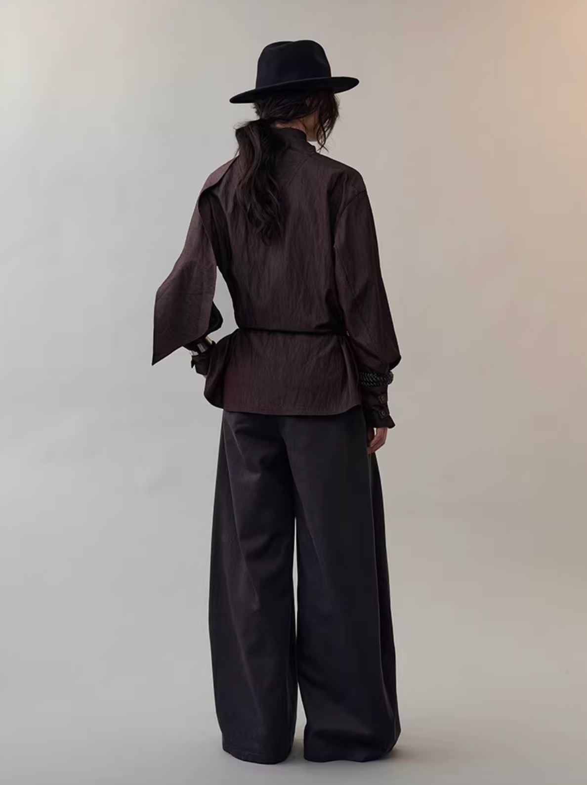 Celestial Embroidered Scarf-Collar Sculptural Shirt