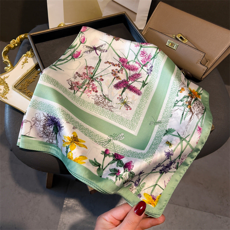 Printed Square Silk-Feel Scarf | Versatile Neck & Hair Accessory