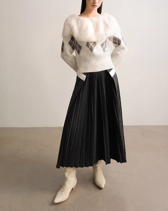 Convertible Pleated Wrap Midi Skirt