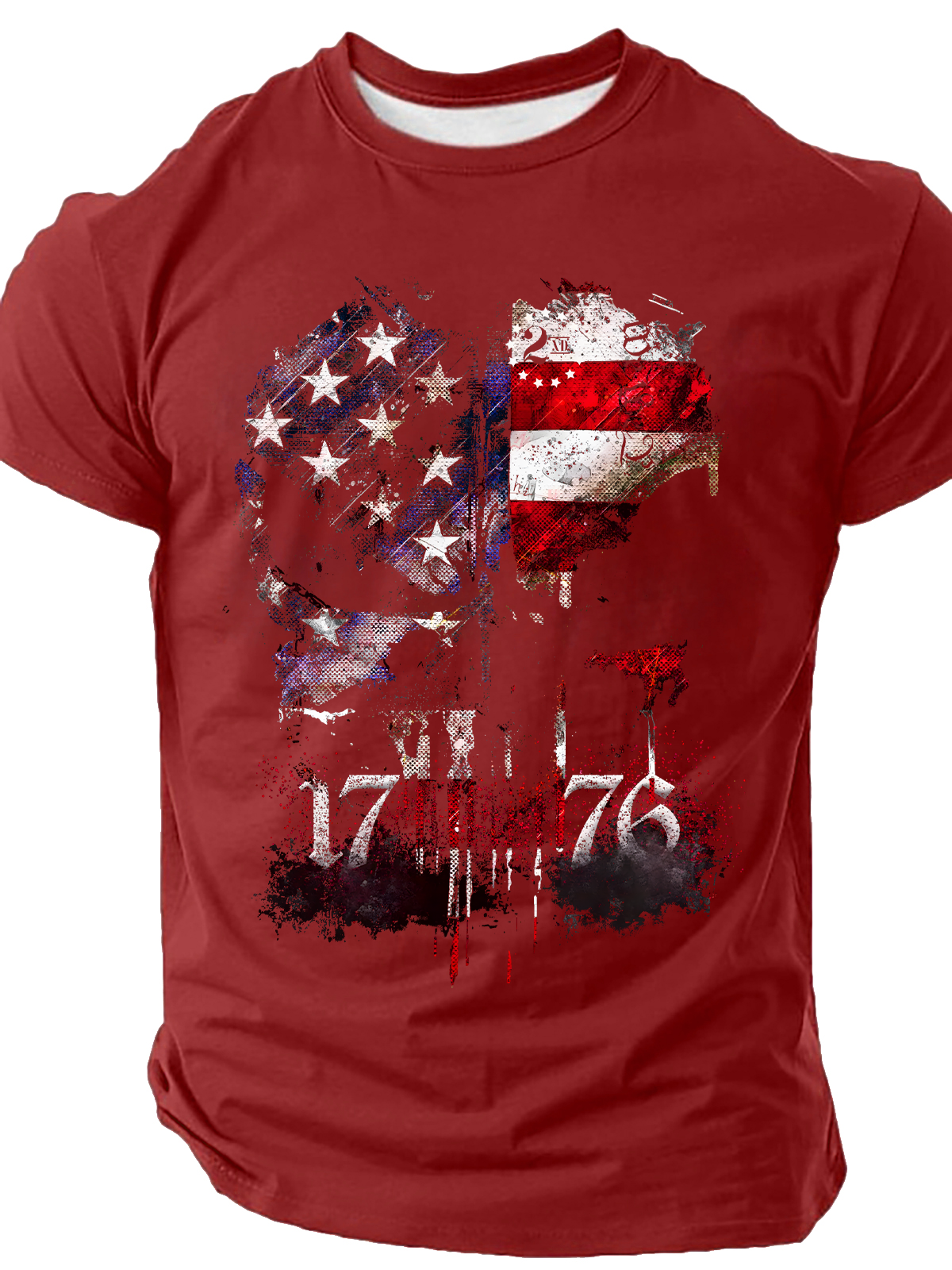 Skull, 1776 American Flag We The People Patriotism Cotton T-Shirt