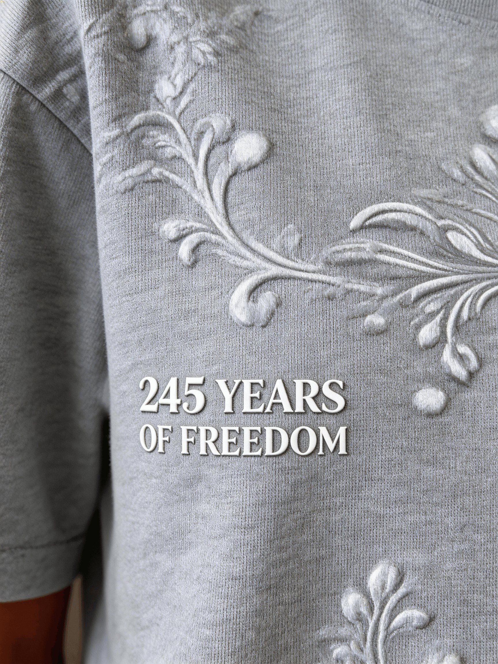 Grey Floral Cotton Casual T-Shirt