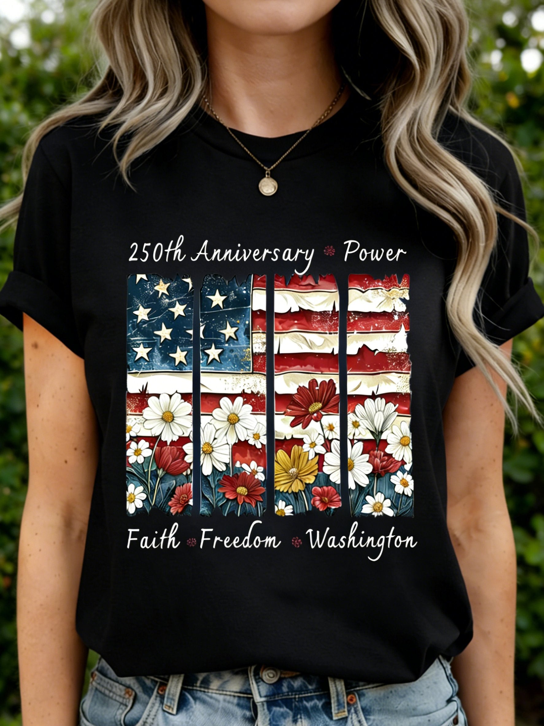 250th anniversary America Flag SLogan Casual T-Shirt